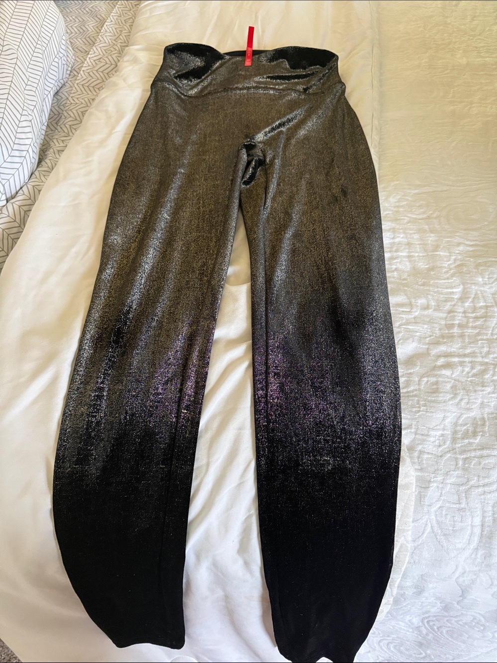 SPANX Metallic Black High-Waist Jogger Pants